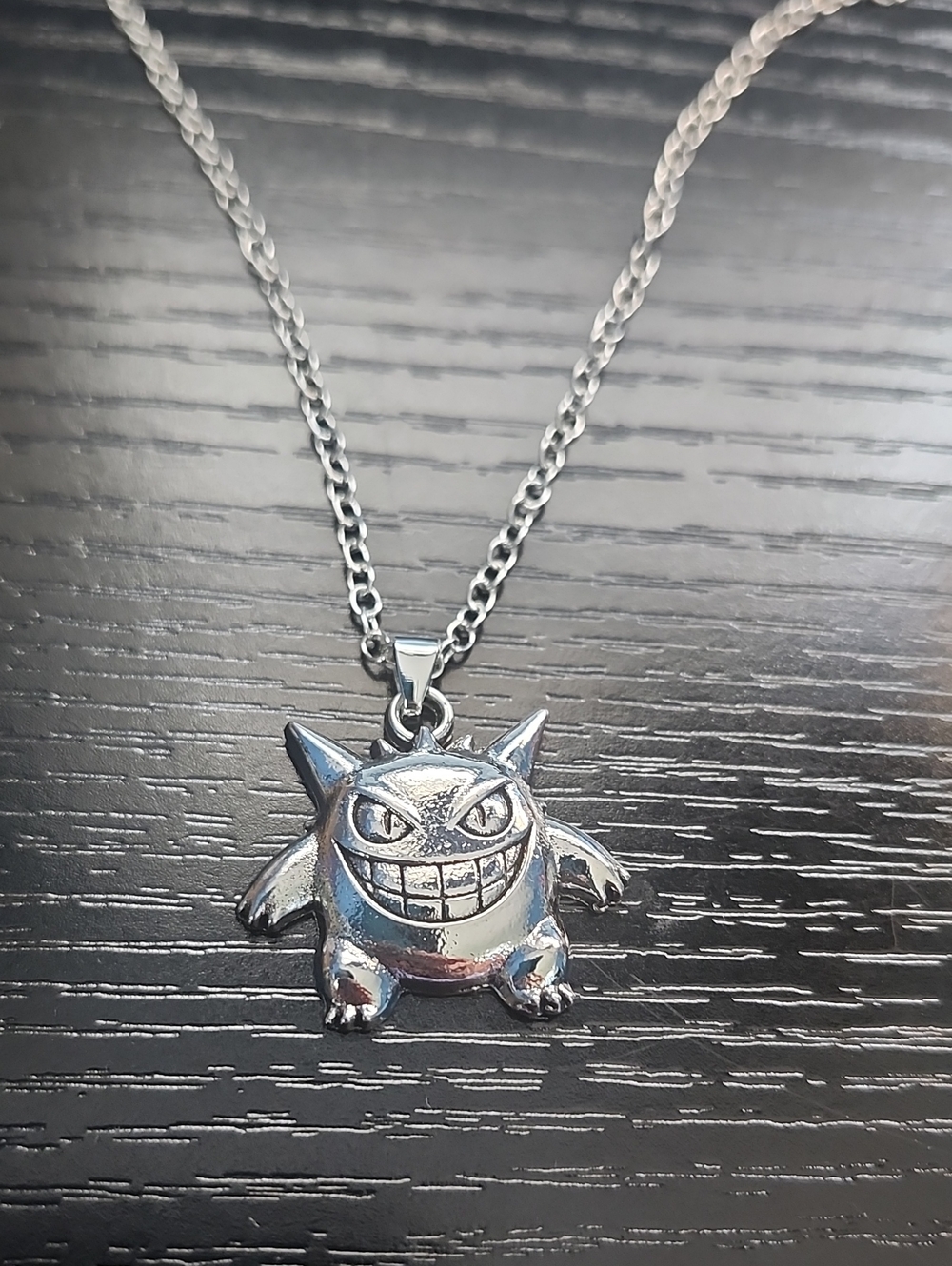 Silver Gengar Pokemon Pendant Necklace